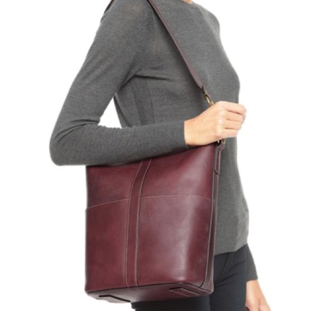 Frye Burgundy Leather Hobo Shoulder Bag